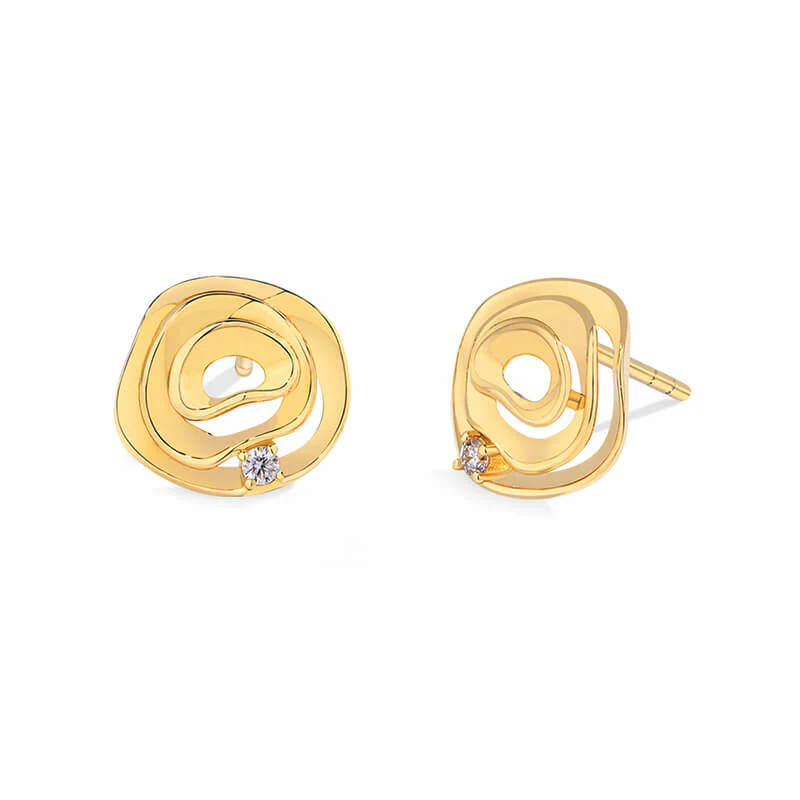 Three Layer Bloom Moissanite Stud Earrings In Sterling Silver