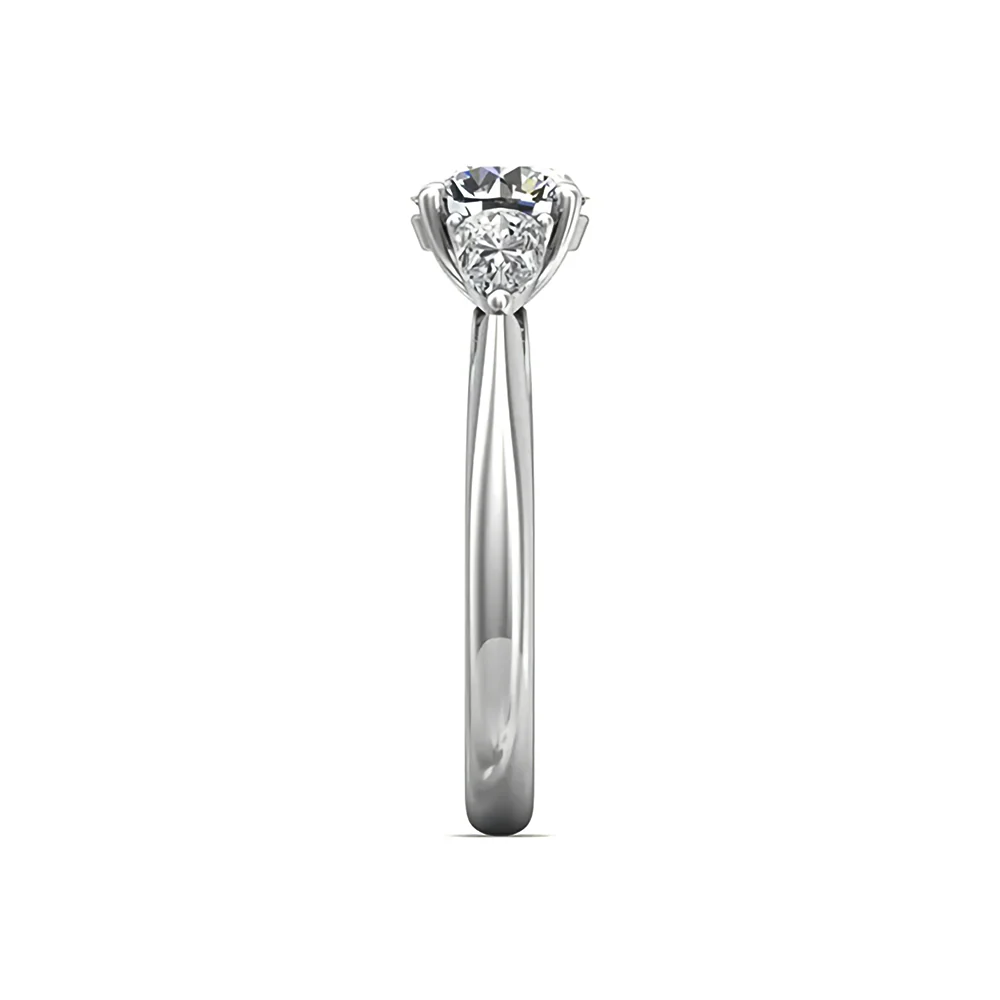 Three Stone Moissanite With Pear-Cut Accent Engagement Ring - Image 5