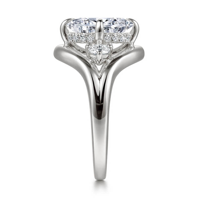 Three-Stone Oval Moissanite Split Shank Engagement Ring - Image 3