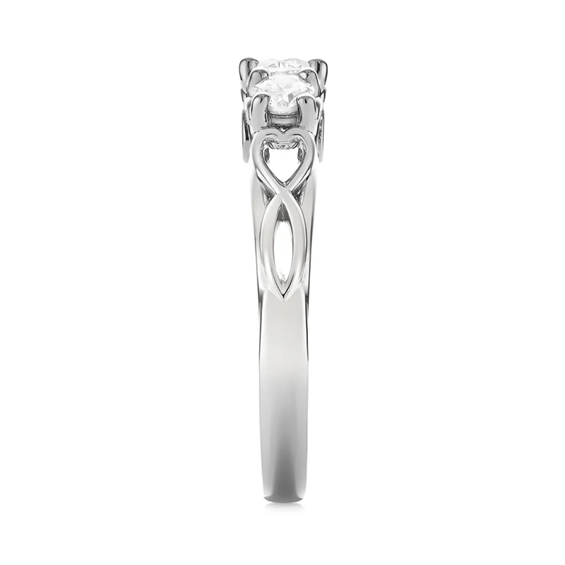 Three Stone Round Moissanite Infinity Engagement Ring - Image 5