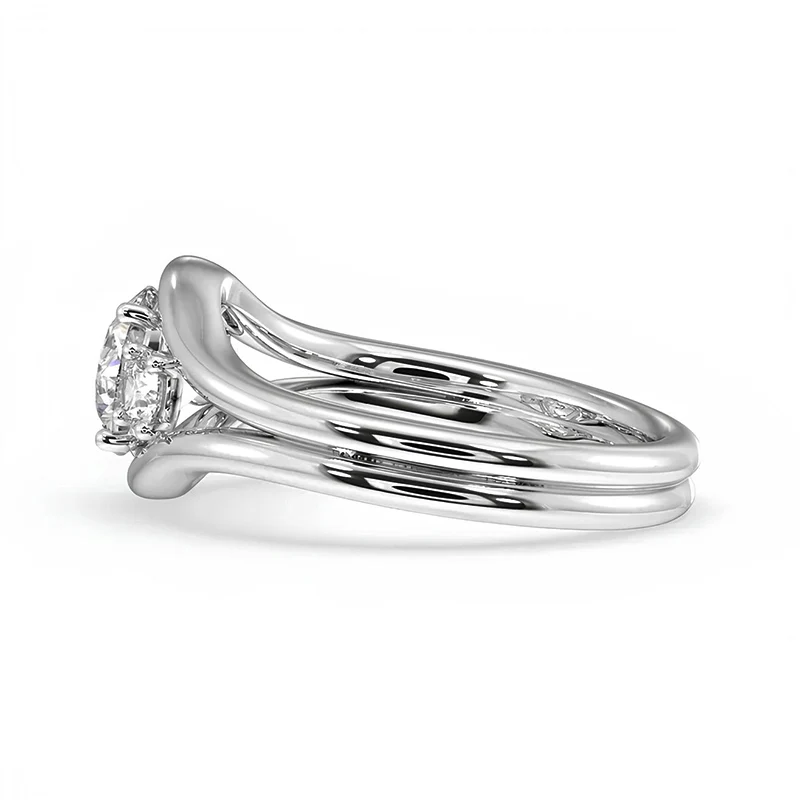 Three Stone Moissanite Split Shank Engagement Ring - Image 5