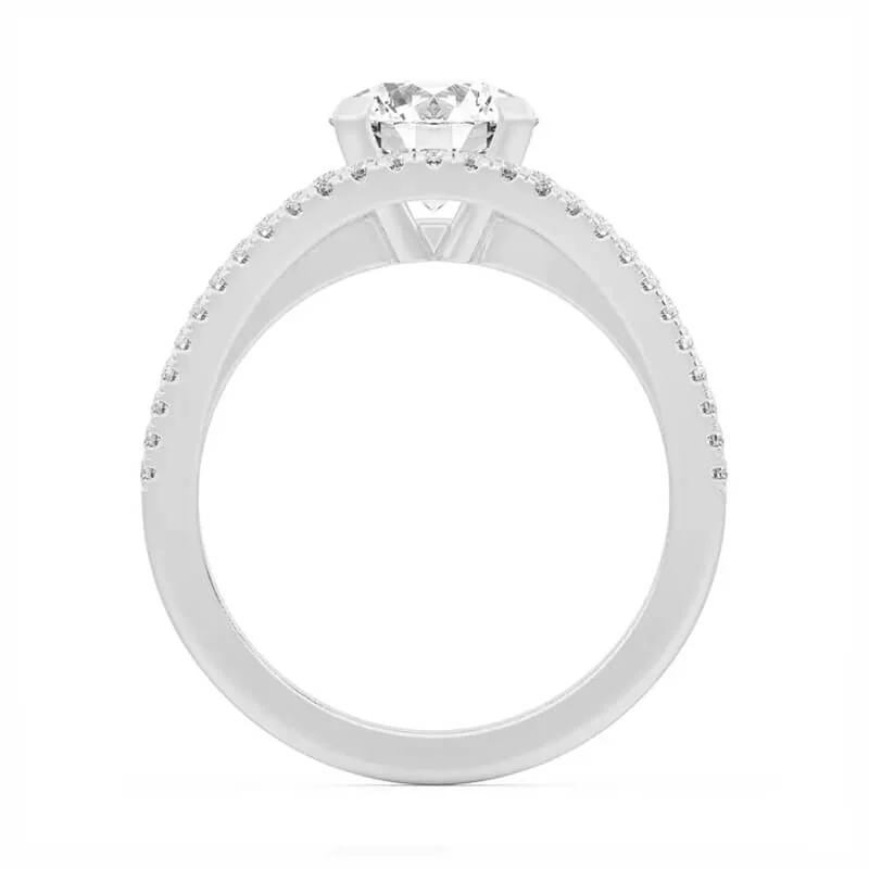 Triple Row Round Moissanite Split Shank Pavé Engagement Ring - Image 3