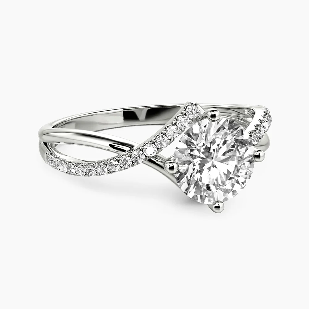 Twisted Bypass Moissanite Pave Engagement Ring - Image 2