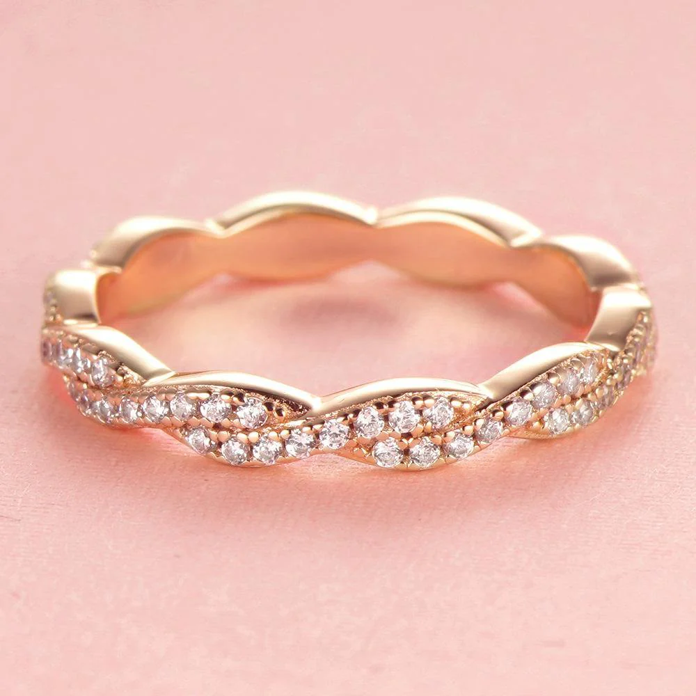 Twisted Eternity Moissanite Sterling Silver Wedding Band Stackable Ring - Image 6