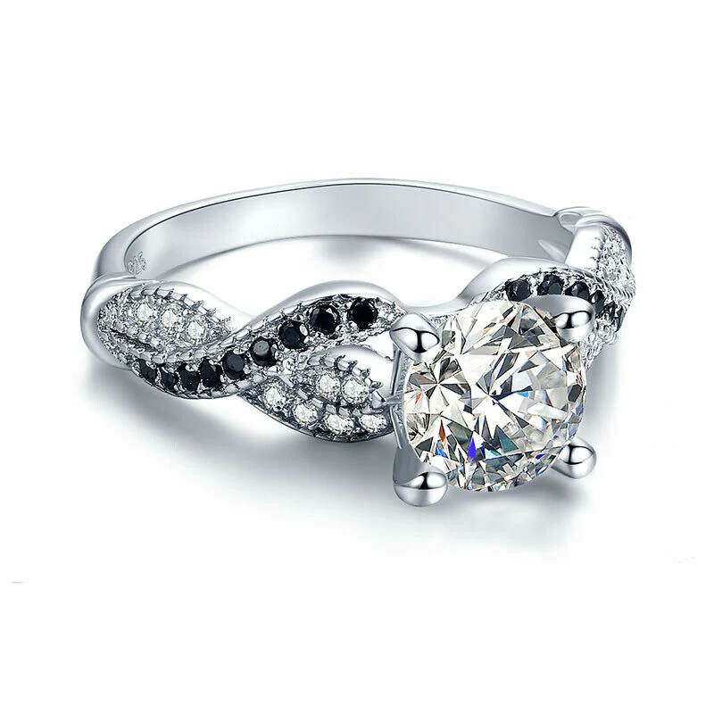 Twisted Vine Moissanite Pave Engagement Ring - Image 3