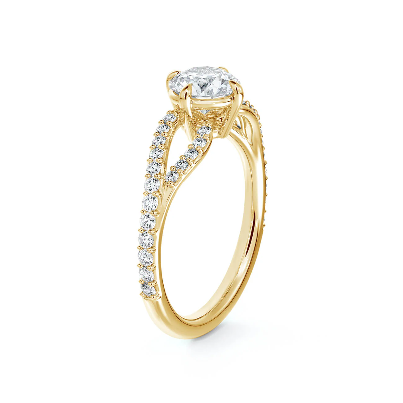 Twisted Vine Round Moissanite Pave Engagement Ring - Image 7
