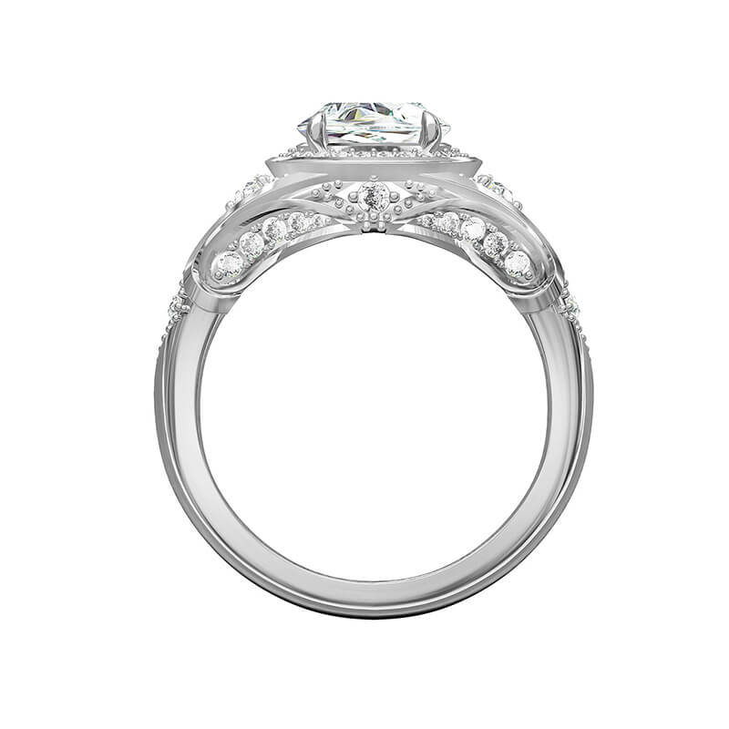Vintage Halo Round Moissanite Milgrain Engagement Ring - Image 4