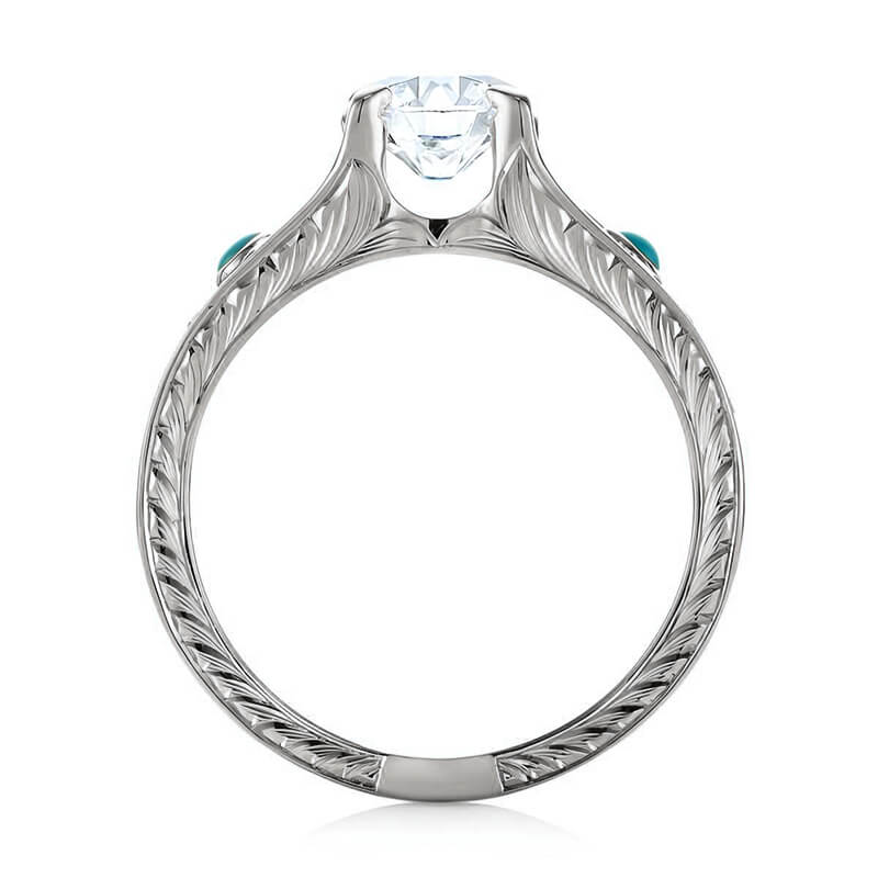 Vintage Moissanite And Turquoise Wheat Accents  Engagement Ring - Image 4