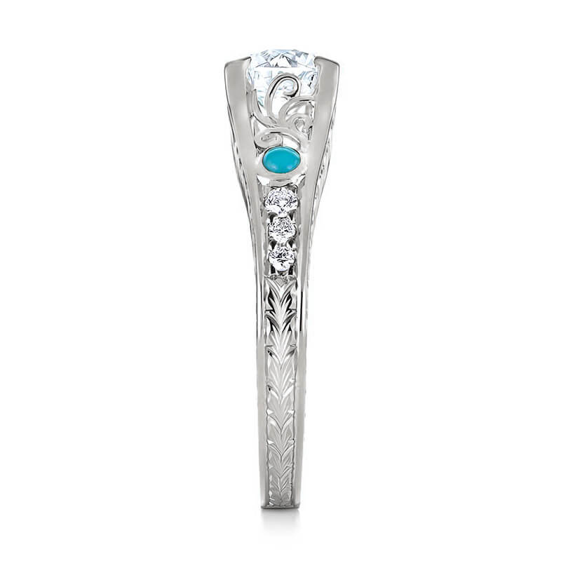 Vintage Moissanite And Turquoise Wheat Accents  Engagement Ring - Image 5
