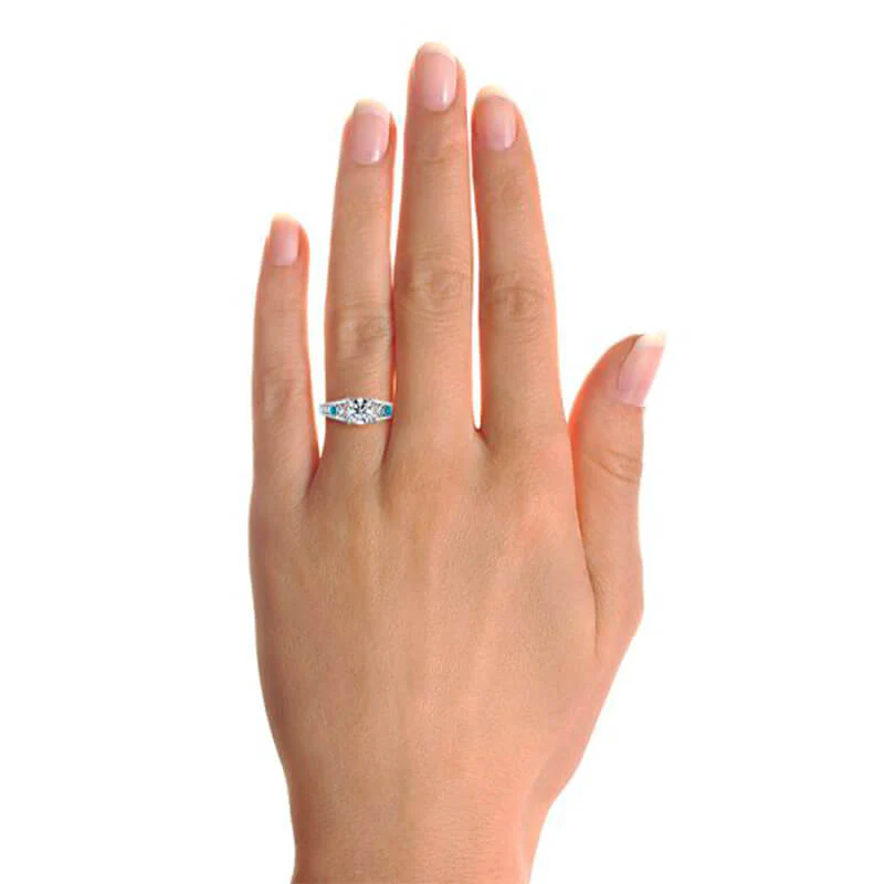 Vintage Moissanite And Turquoise Wheat Accents  Engagement Ring - Image 6