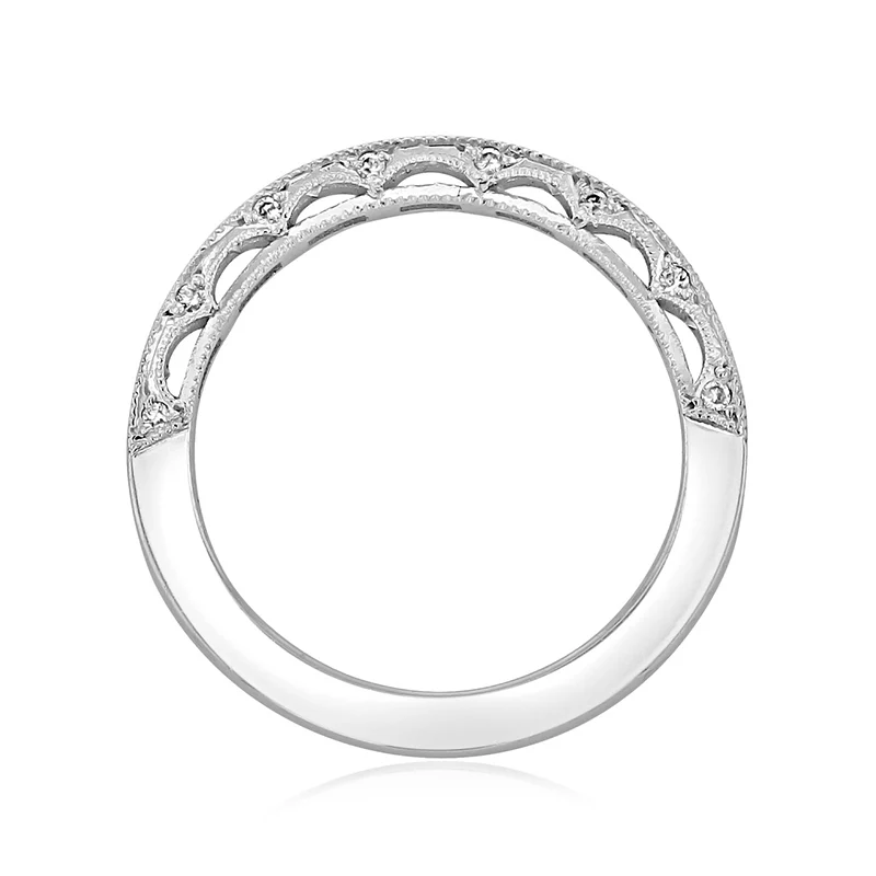 Vintage Moissanite Reverse Crescent Half Eternity Wedding Band - Image 3
