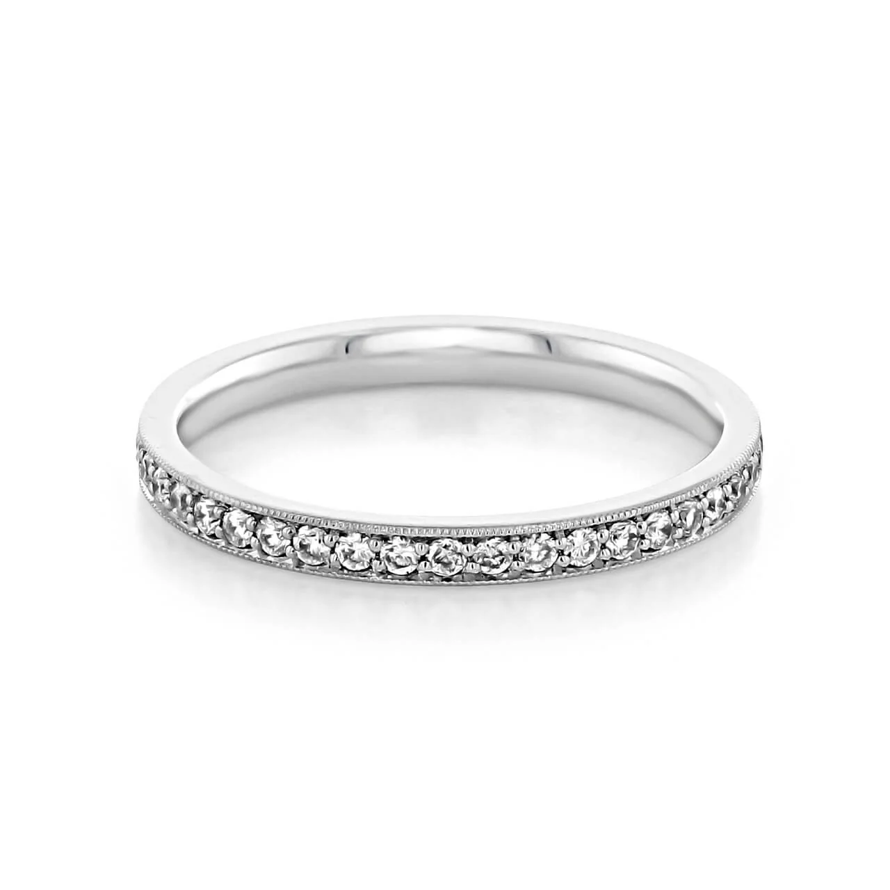 Vintage Pave Moissanite Eternity Wedding Band Stackable Ring - Image 7