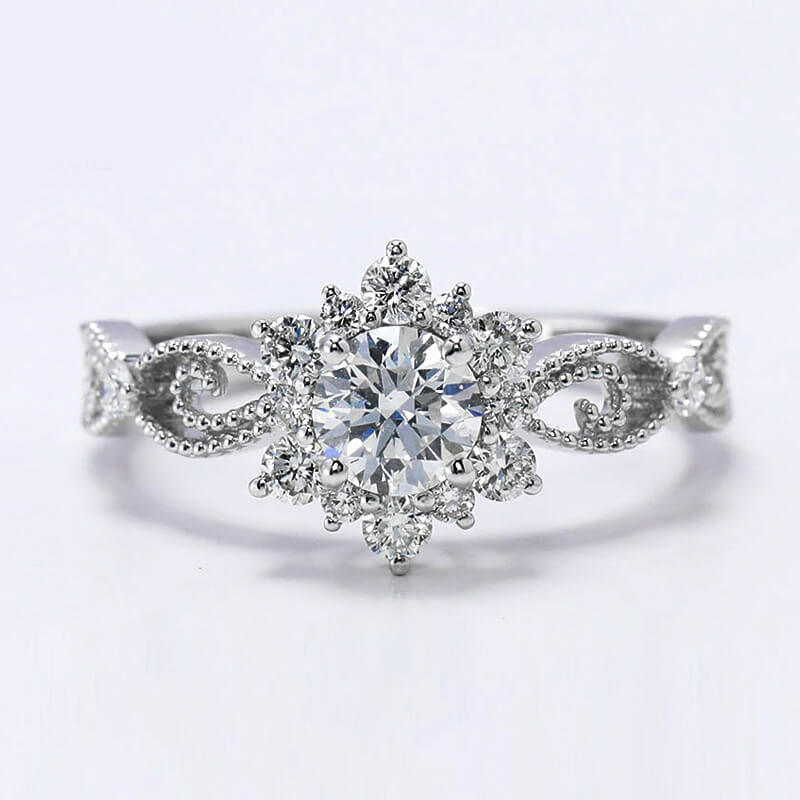 Vintage Round Moissanite Twisted Vine Engagement Ring - Image 2